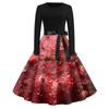 Women's Fashion Round Neck Casual Slim Valentine's Day Printed Long Sleeve Dresses