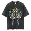 Аниме Dragon Ball Стиранная футболка Винтажный принт Goku Vegeta Хлопок Короткий рукав Свободный крой Мужчины Женщины Повседневная одежда Топы Лето 2026