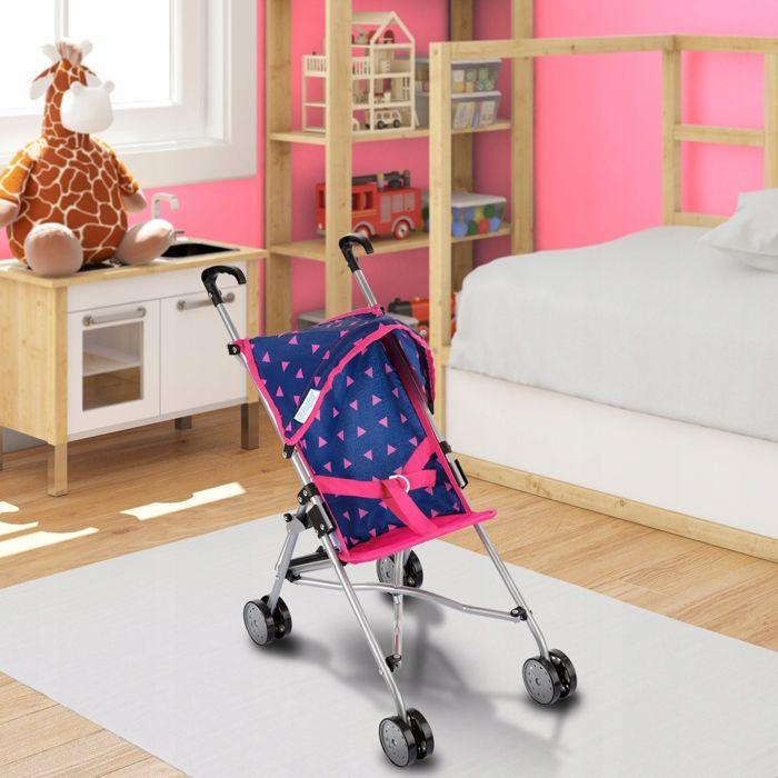 Poussette canne pour poupée légère et pliable, roues doubles, harnais - Kinderplay (KP0290T)