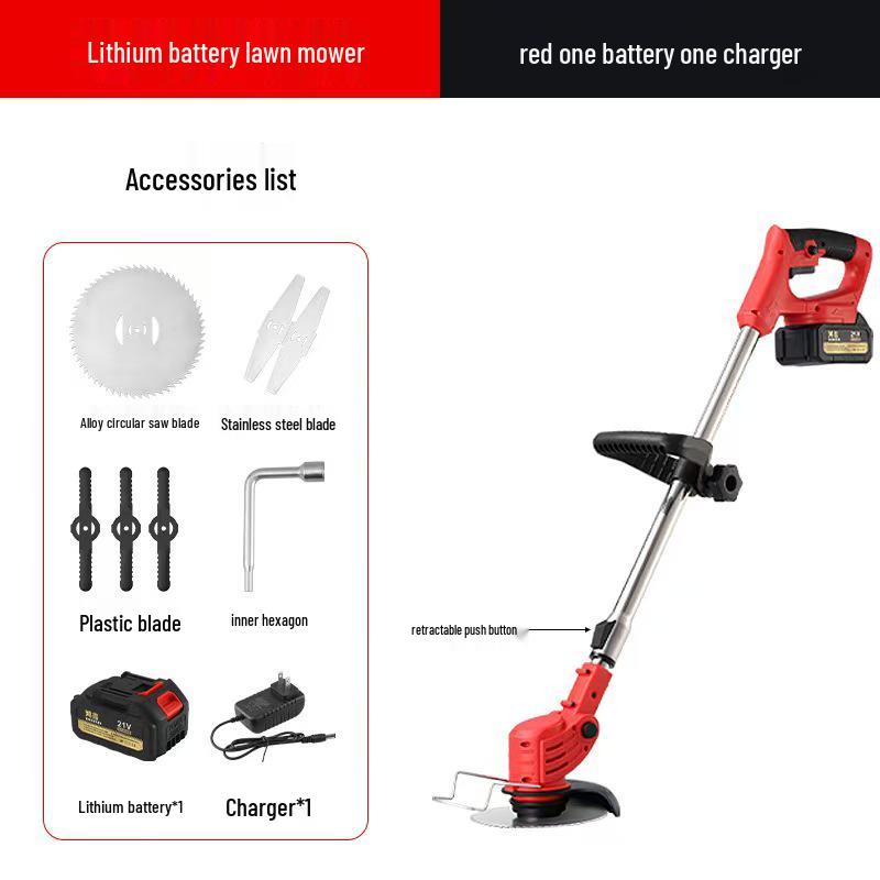 High-Power Rechargeable Electric Lawn Mower with Lithium Battery and String Trimmer