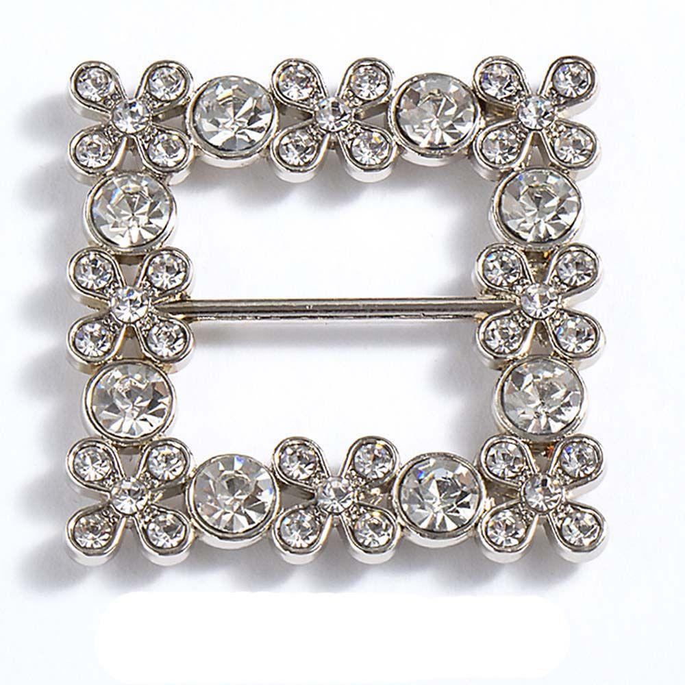 Geometric Women Gift Three-ring Square Crystal Round Scarf Ring Scarf Buckle Shawl Clip Brooch