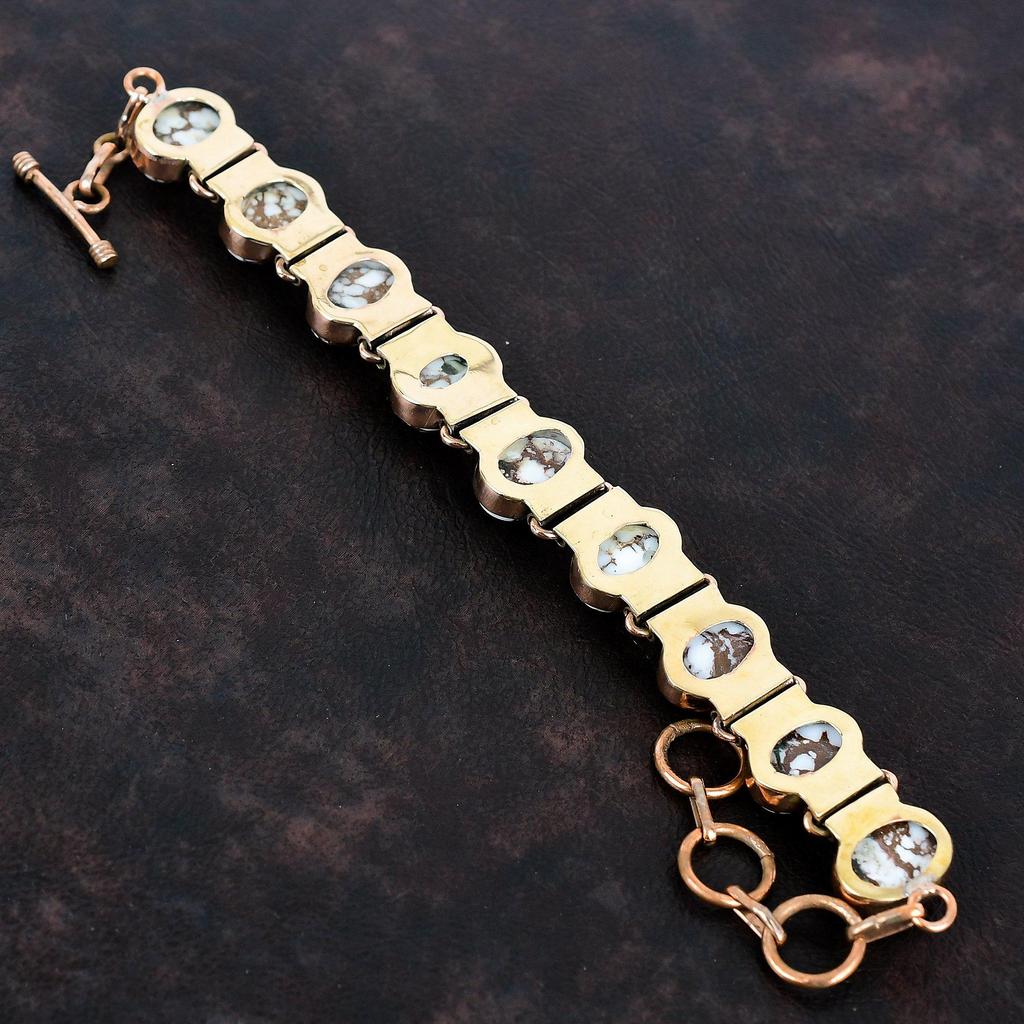 Браслет из магнезита дикого коня, медный браслет, украшения из натуральных камней, браслет с регулируемой цепочкой, медные украшения, браслет ручной работы для подарков