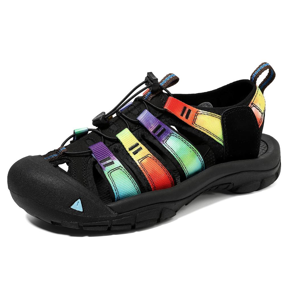 Модные летние мужские сандалии на толстой подошве с закрытым носком, мужская пляжная обувь, обувь для ручья, большой размер, уличная повседневная обувь