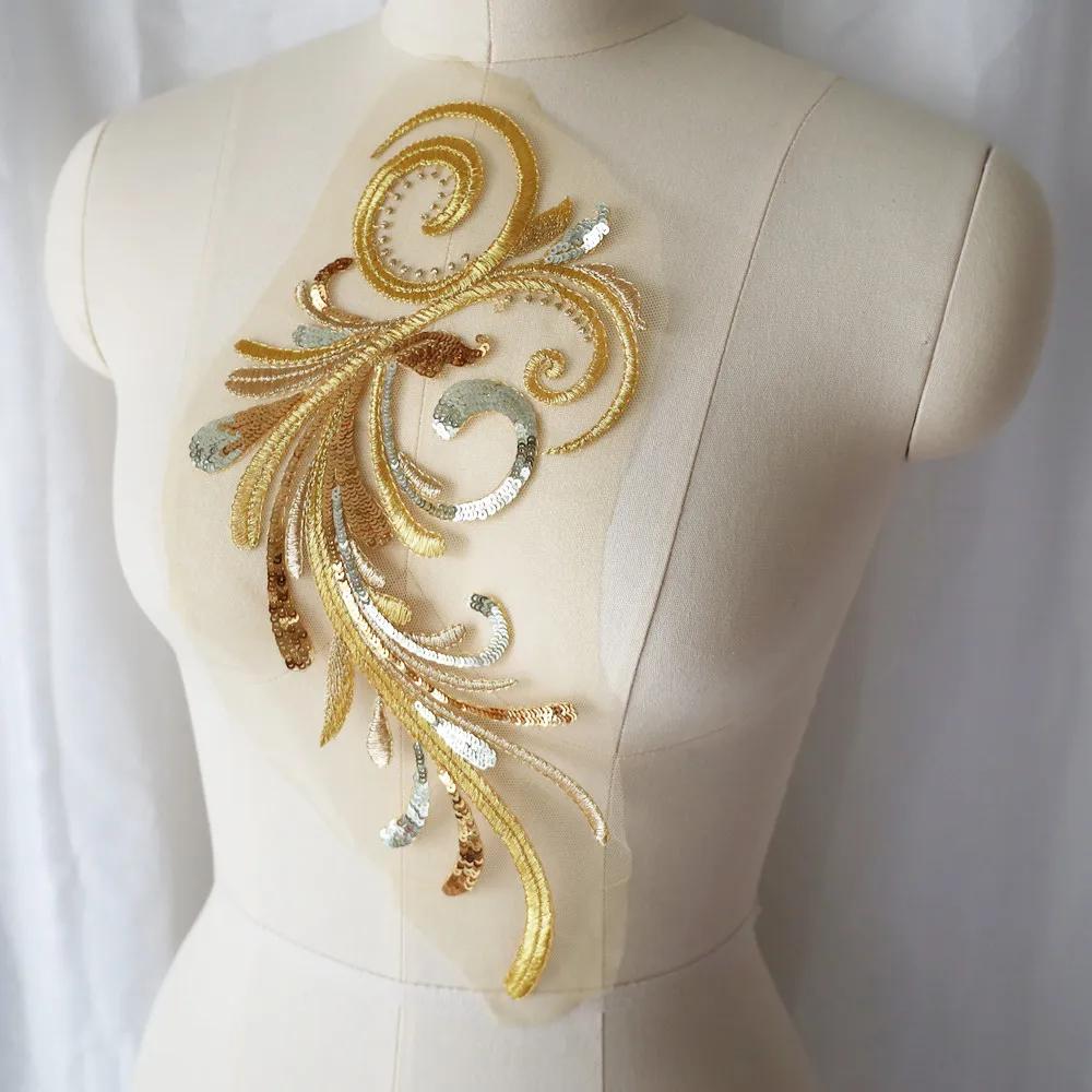 Вышивка Блестки Цветок Аппликация Кружевная Отделка Сетка Воротник Для Свадебного Свадебного Платья Шитье Нашивка Декор Вечернего Платья DIY Поделки