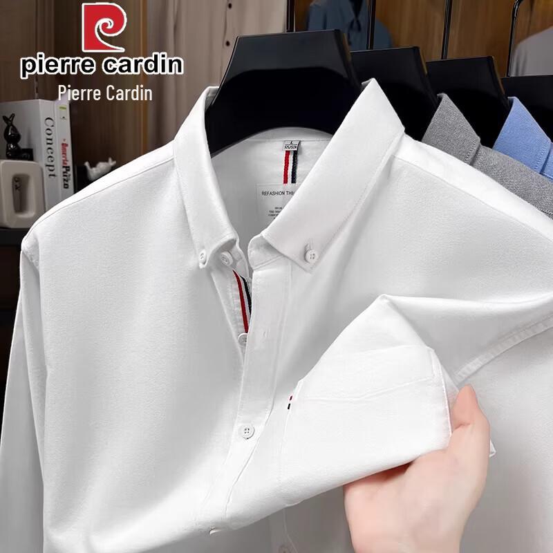 Pierre Cardin Мужская рубашка с длинным рукавом из 100% хлопка с начесом и карманом