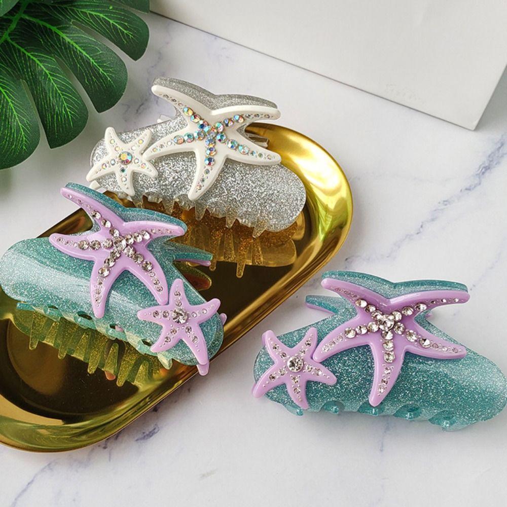 Acetic Acid Starfish Hair Grab Clip Korean Style Large Shark Clip Sweet Acetate Hair Claw  Daily