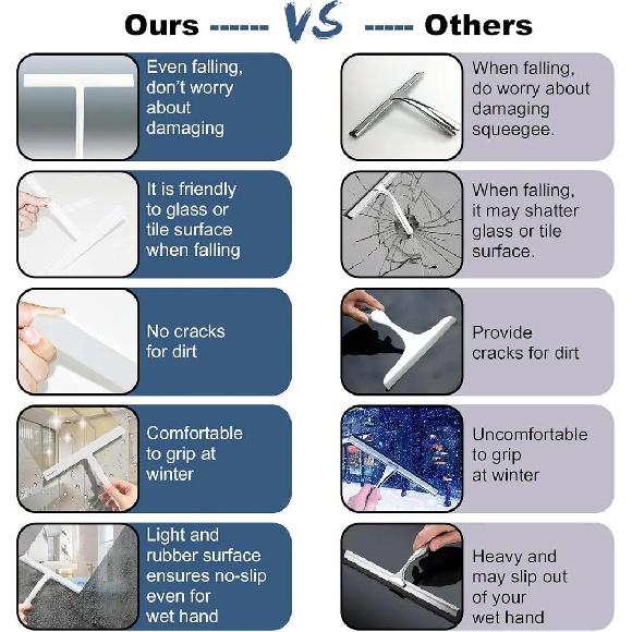 Bathroom Shower Squeegee Household Glass Wiper Window Mirror Silicone Scraper Shower Doors Hanging Squeegee Holder Cleaning Tool