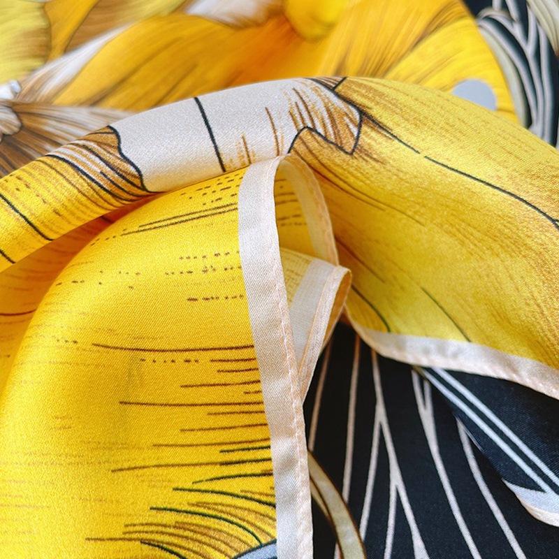 Koi Peony Silk Scarf Women'S Spring And Autumn Thin Mulberry Silk Scarf Golden Autumn Elegant Versatile Long Shade Shawl