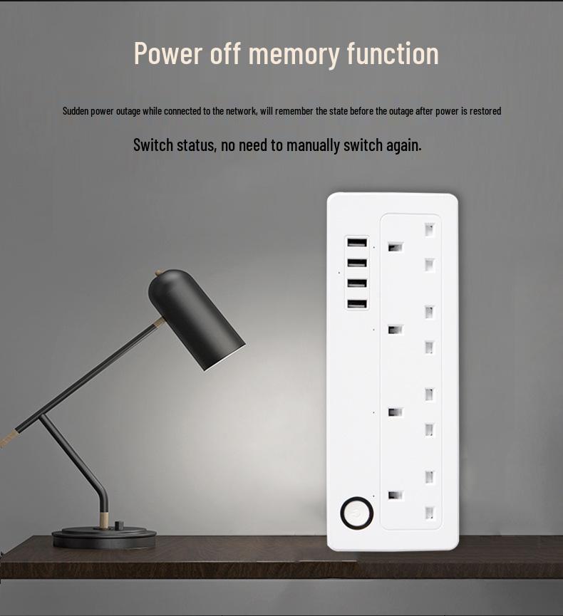 UK Wi-Fi Smart Power Strip with Alexa Voice Control and USB Charging