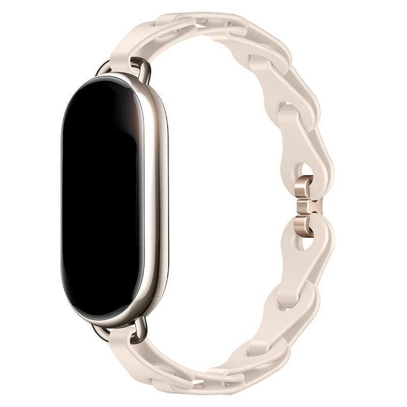 Резиновый ремешок для Xiaomi Mi Band 8 Браслет с пряжкой из нержавеющей стали для Miband 8 NFC Модный женский стиль Запасной силиконовый ремешок