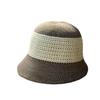 Spring and summer new Korean-style hollow-out knitted fisherman hat for women, versatile for outings, color-blocking, sun protection, makes the face