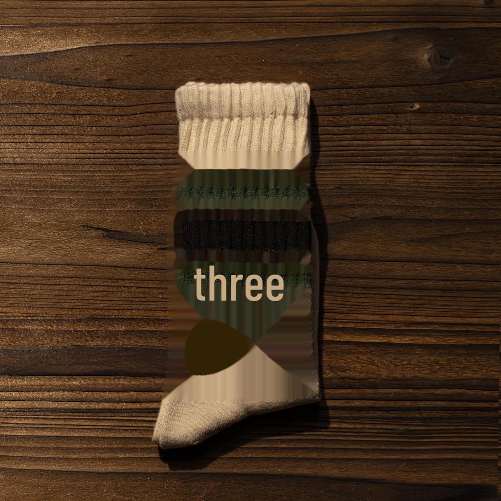 Носки средней длины Ami Khaki Retro Cotton - унисекс, осенне-зимний стиль
