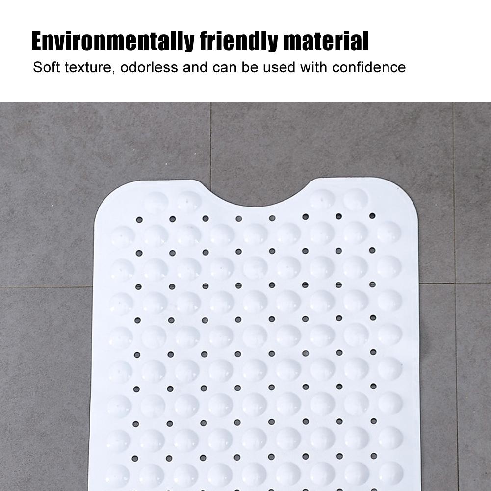 PVC Household Hotel Bathtub Shower Mat Slip Resistant Bathroom Floor Mat with Suction CupWhite 40.5x101cm