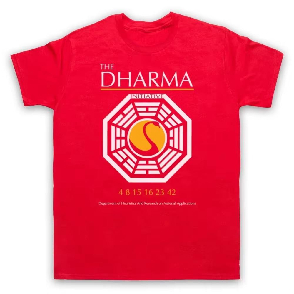 TV drama Lost The Dharma Initiative 100cotton unisex shirt 2026 Summer New Oneck Mens Y2k Short Sleeve Tshirt fan gift