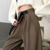 High Waist High Waist Hanging Wide Leg Pants for Women's Pants Loose and Slim Straight Leg Pants Casual Suit Pants