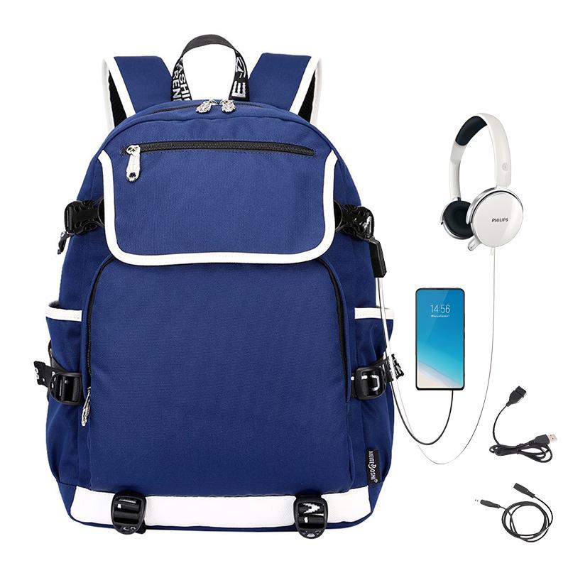 Korean Version of Casual Backpack with USB Interface, High School Junior High School Student Schoolbag, Fashion Trend Outdoor Sports Backpack