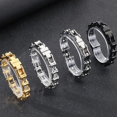 Мужской панк-рок байкерский браслет из нержавеющей стали 316L шириной 11 мм с цепочкой из звеньев мотоцикла, ювелирные аксессуары, браслеты для мужчин