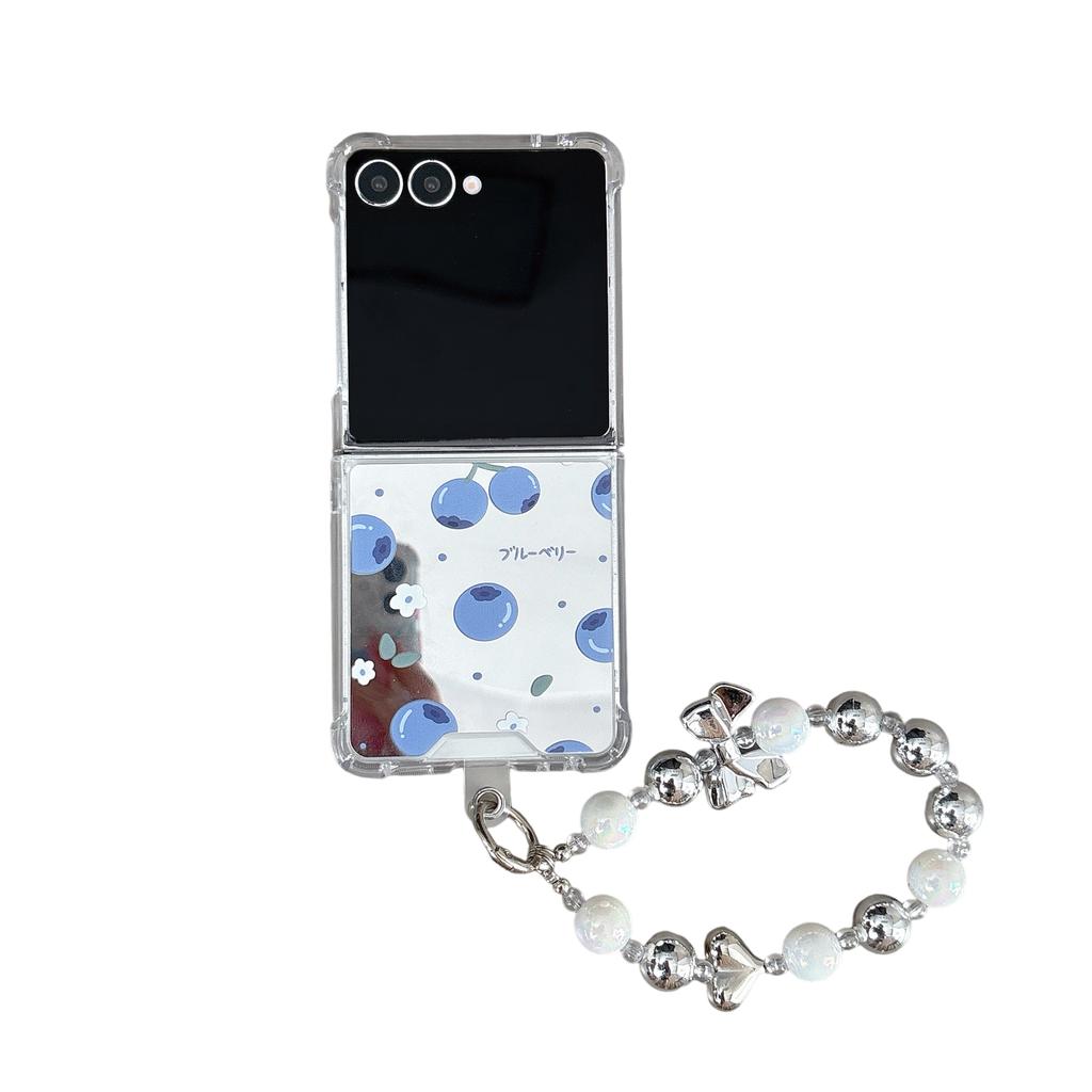 Для Samsung Galaxy Z FLIP 7 6 5 4 3 flip7 Ins Новый Черничный Зеркальный Ударопрочный Чехол Ремешок-Шнурок Подвеска Складной Чехол для Телефона