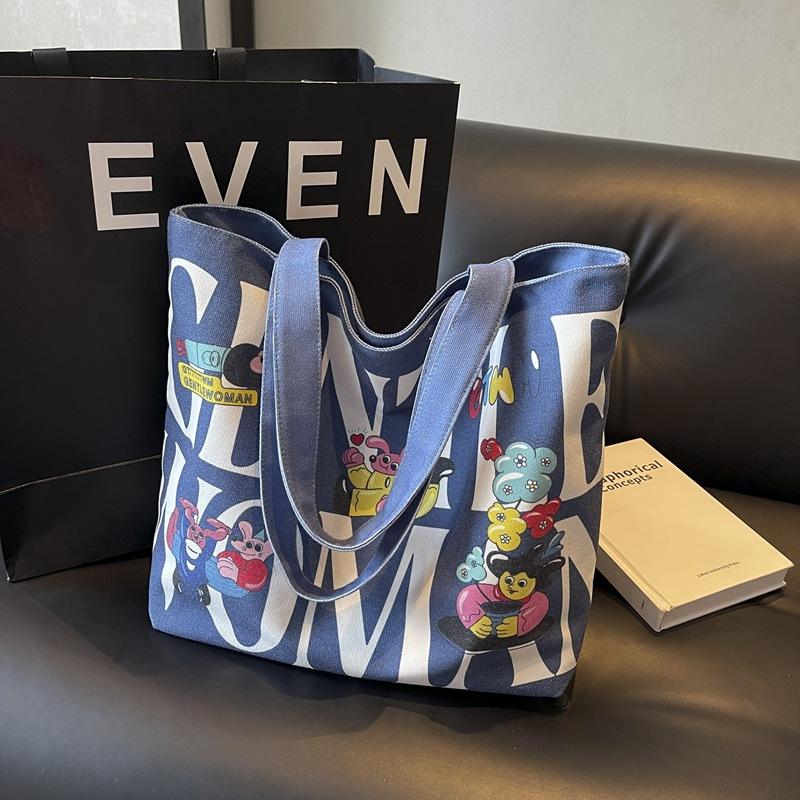 Модная корейская версия сумочка повседневная сумка через плечо для поездок на работу женская большая сумка новая женская холщовая сумка-тоут с алфавитом