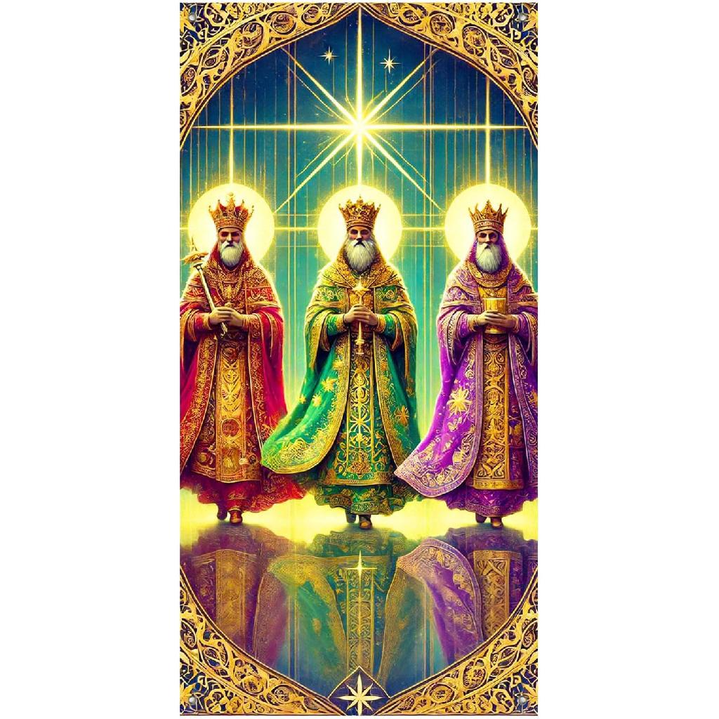 Feliz Dia De Reyes Door Cover 35x71 Inch Three Kings Day Porch Banner Epiphany Decorations Wise Men Celebration Backdrop for Home Office For Girls or