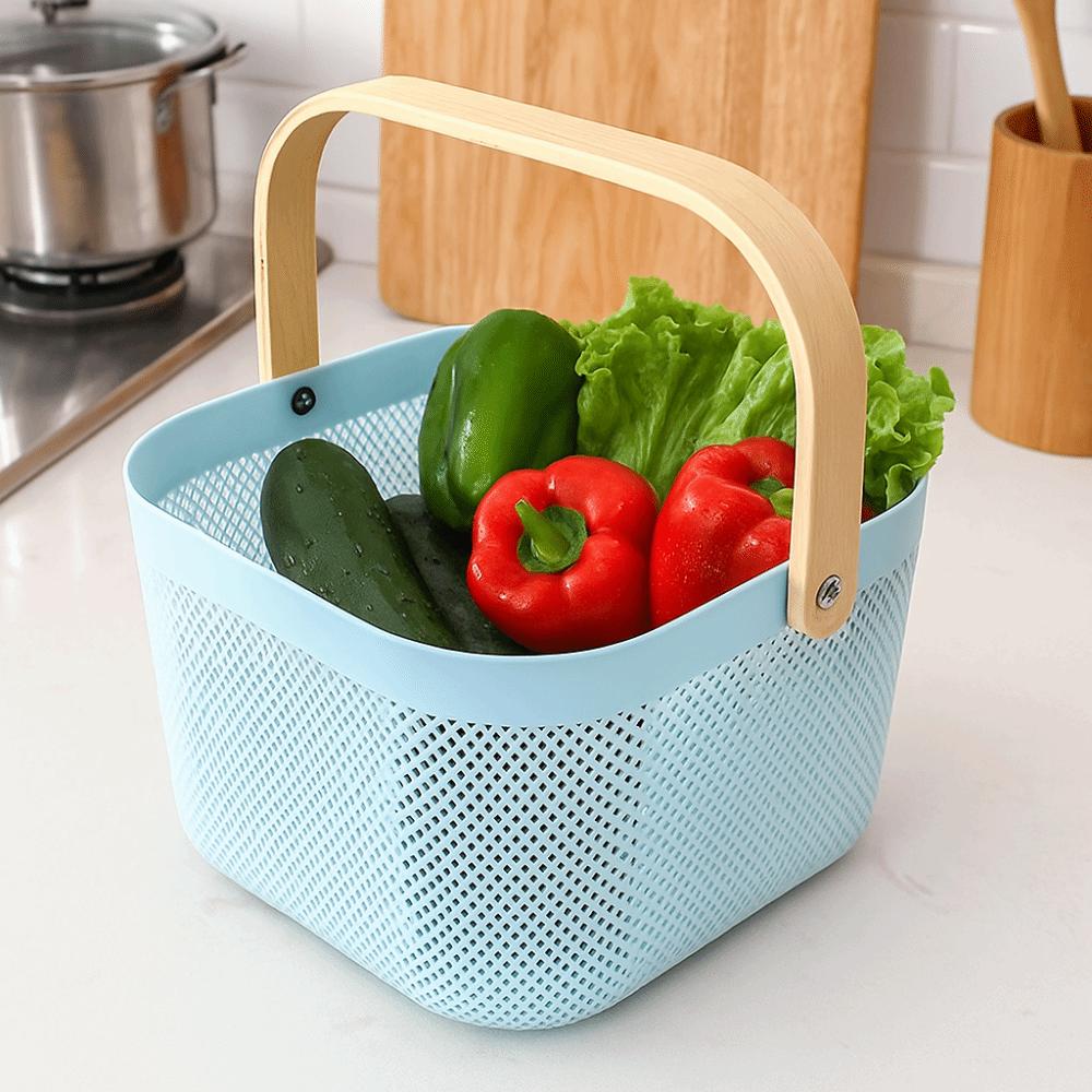 Handle Fruit and Vegetable Drainage Basket Large Capacity Towel Storage Basket Kitchen