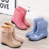Женская модная нескользящая водонепроницаемая обувь от дождя с хлопковой межподошвой, резиновая обувь
