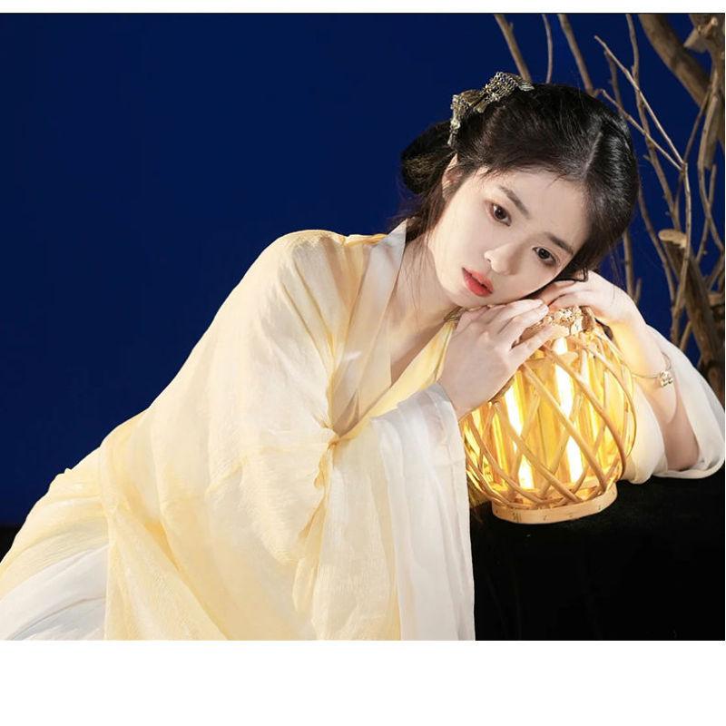 Hanfu для женщин, одежда для танцевальных фотографий с большими рукавами, юбка длиной до талии, фея Чанъэ