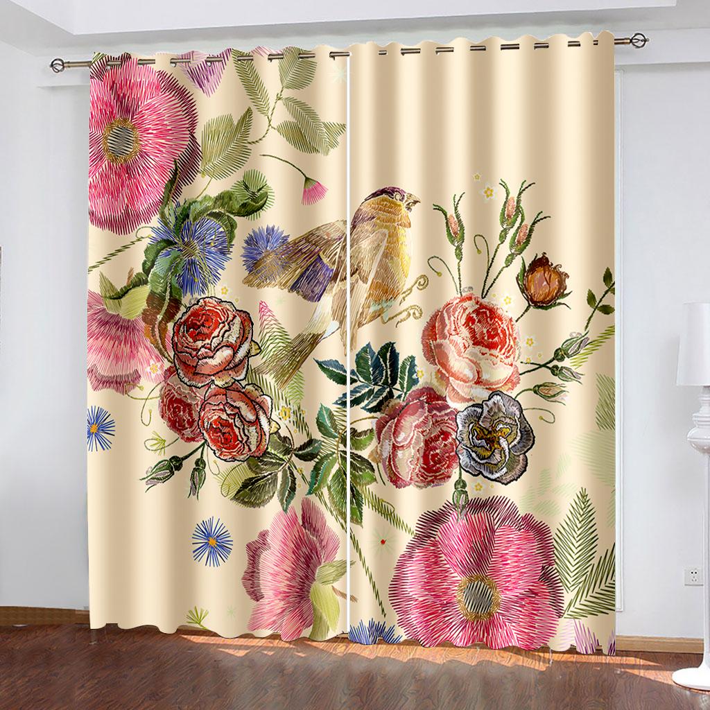 3D Узор Роза Розовые Желтые Цветочные Шторы Гостиная Балкон Окно Декоративные Шторы 2 Панели
