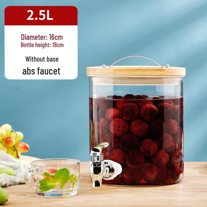 Термостойкая стеклянная бутыль для пивоварения вина с краном – Идеально подходит для вина, фруктового чая, лечебных настоев и напитков для самообслуживания