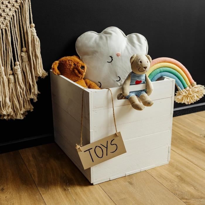Cube de Rangement en Bois Blanc Compatible Étagères KALLAX et EXPIDIT 33x37x33cm - CREATIVE DECO