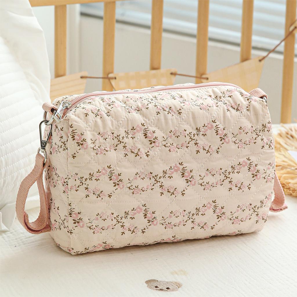 Floral Outdoor Diaper Bag Multifunctional Reusable Portable Stroller Organizer Bags with Stroller Hooks for All Strollers