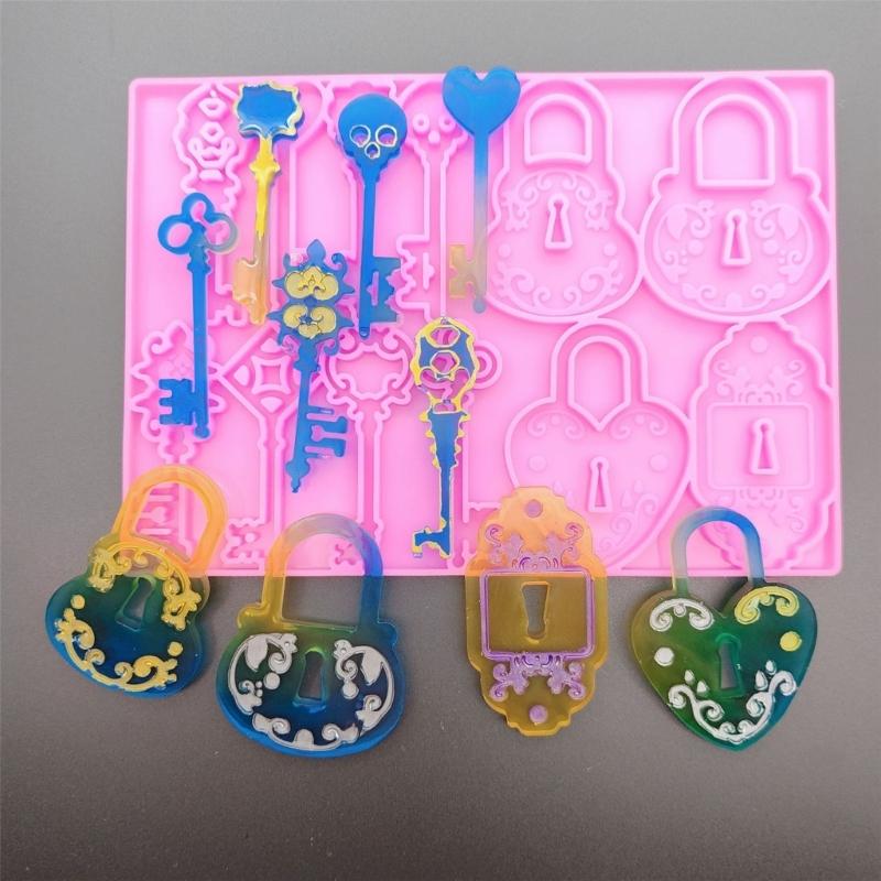 Safe Lock Keychain Silicone Mold Dainty Keychain Pendant Mold Unique Lock Shape Mold for Handmade Gifts Crafts