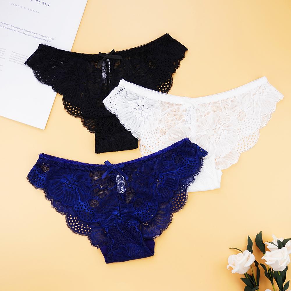 Женское нижнее белье, комплект кружевных трусиков с цветочным принтом, прозрачные полые трусы, женское нижнее белье, интимное белье