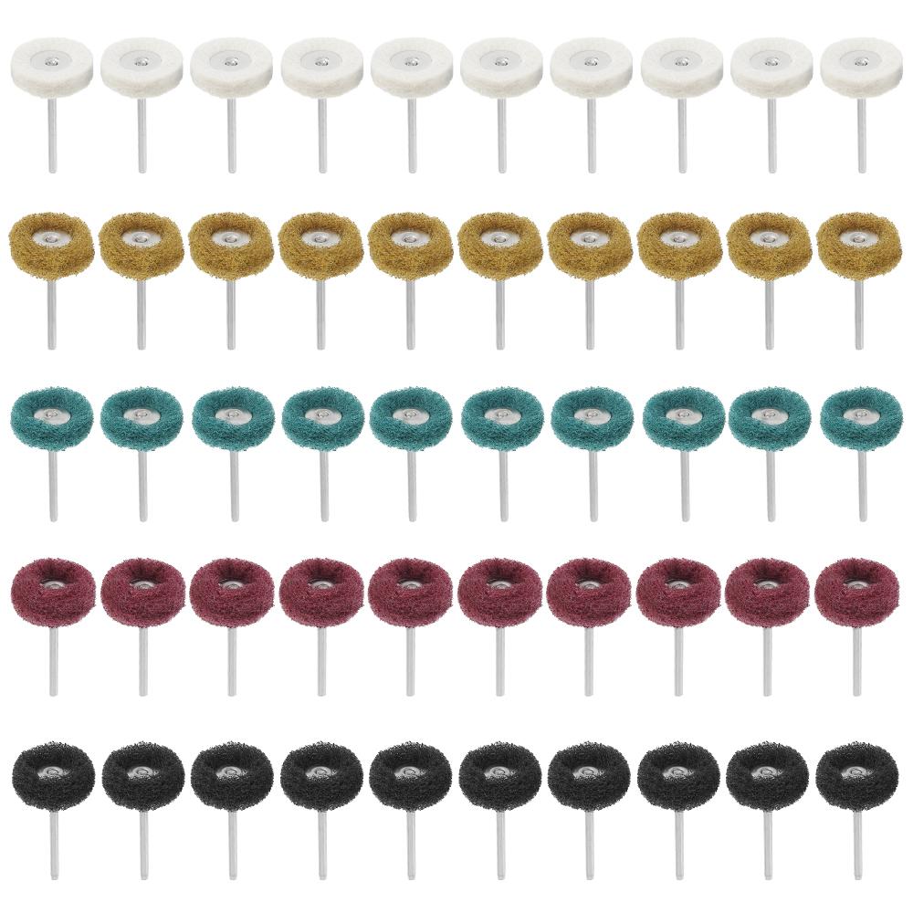 50/58PCS Mini Drill Abrasive Brush Nylon Fiber Buffing Polishing Wheel with 1/8 Inch Shank for Dremel Rotary Tool Accessories