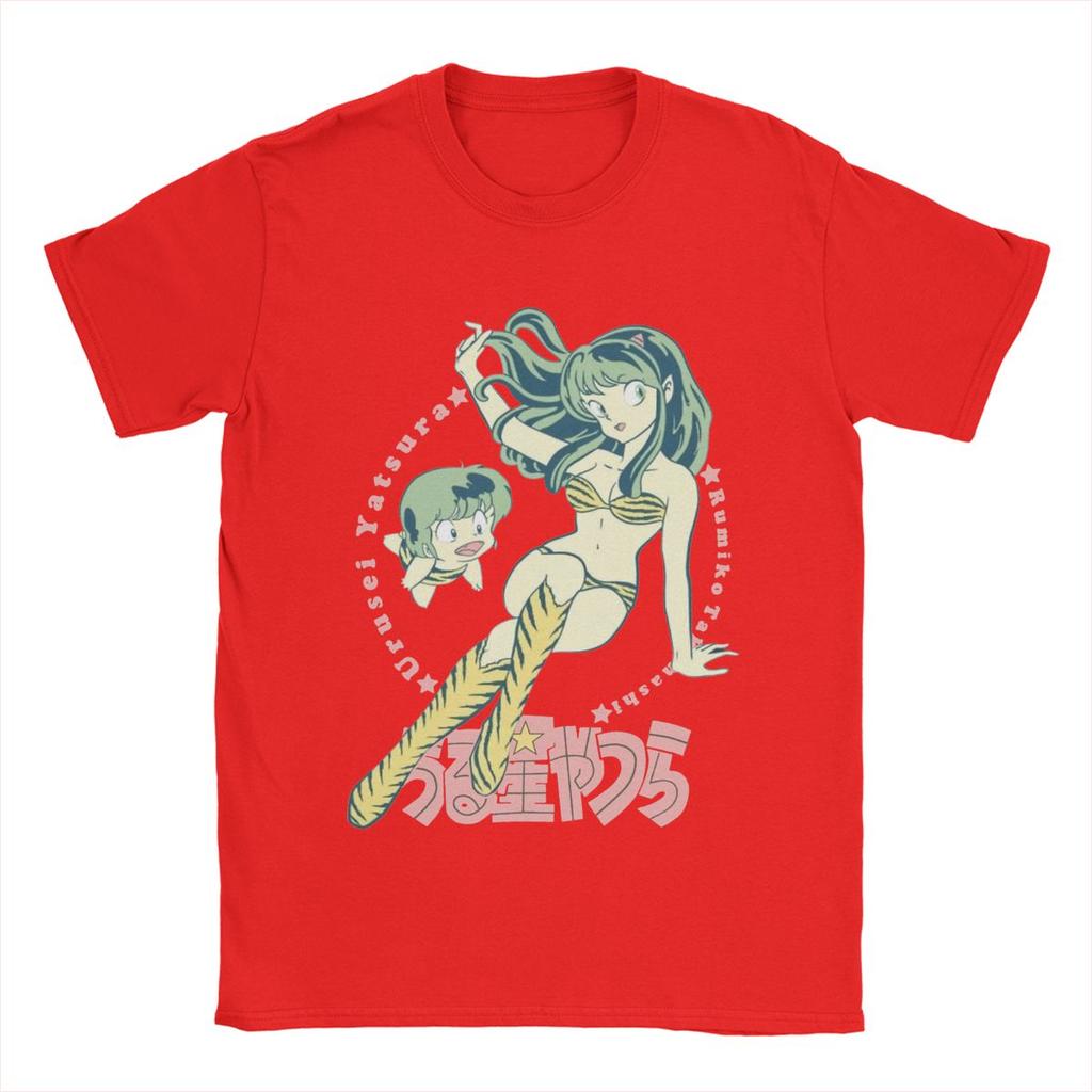 Lum Ran Ataru Urusei Yatsura Мужские футболки Аниме Смешные футболки Футболка с коротким рукавом и круглым вырезом Хлопковая графическая одежда