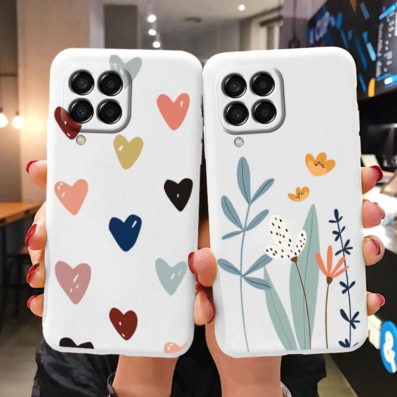 Для Samsung Galaxy M33 M53 5G Чехол Милый Модный Сердечки Цветы Мягкий Силиконовый Бампер Чехол Для Samsung M13 M15 M55 M35 Fundas TPU