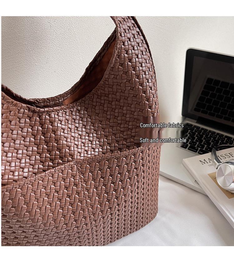 2025 Retro Solid Color Large Capacity Soft Leather Shoulder Bag