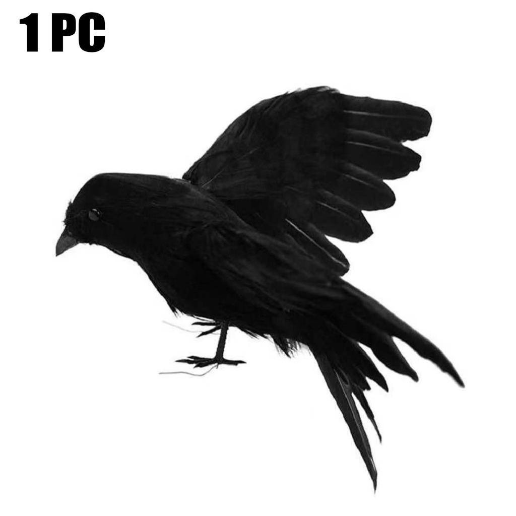 Black Crow Halloween Decoration Realistic Flying Crow Prop For Halloween Yard Garden