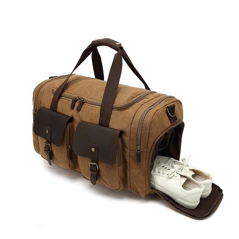 European and American Retro Travel Bags Canvas Leisure Handbags Travel Portable Bags Men's Shoulder Bag