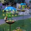 Solar Frog Garden Outdoor Lights Garden Outdoor Bird Feeder Figurine Lights Metal Stakes Path Lawn Ornaments Decorations