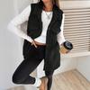 Women's Fuzzy Fleece Vest Casual Oversized Sleeveless Sherpa Jacket Button Down Fluffy Vest for Fall Winter