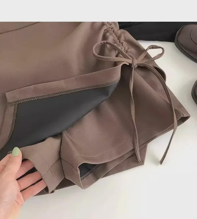 Spring 2024 Women's High Waist A-Line Pleated Drawstring Skirt - Slim, Fashionable Korean Style