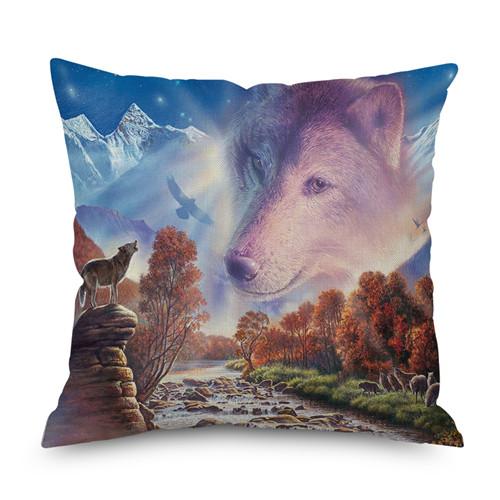 Животное волк дельфин Нордический короткий плюш Наволочка Полиэстер Декоративная наволочка для подушки Квадратный стиль-1