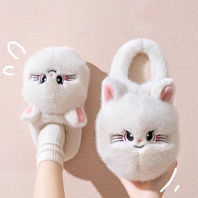 Новые пушистые кошачьи тапочки зимние женские дизайнерские туфли женские тапочки домашние меховые мюли плюшевые домашние туфли женские домашние кошачьи тапочки