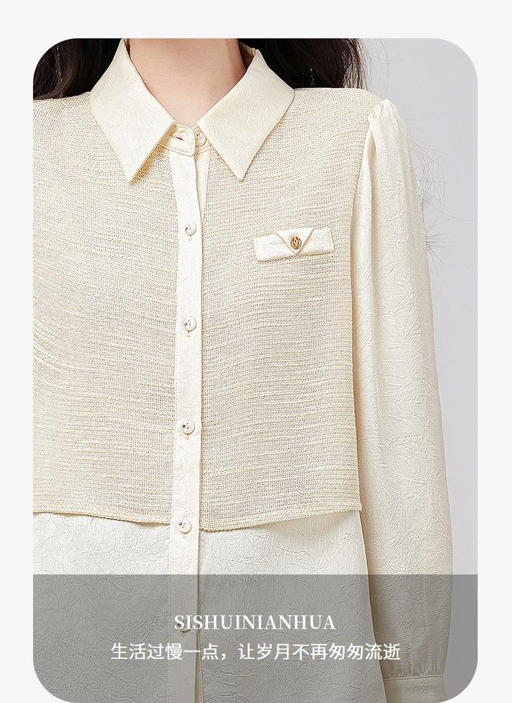 Casual collar, fashionable temperament, patchwork shirt, small shirt