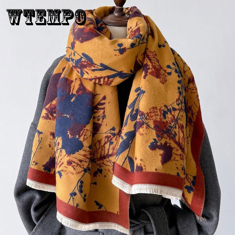 Шарф женский новый зимний теплый платок двойного назначения искусственный кашемировый шарф для защиты шеи