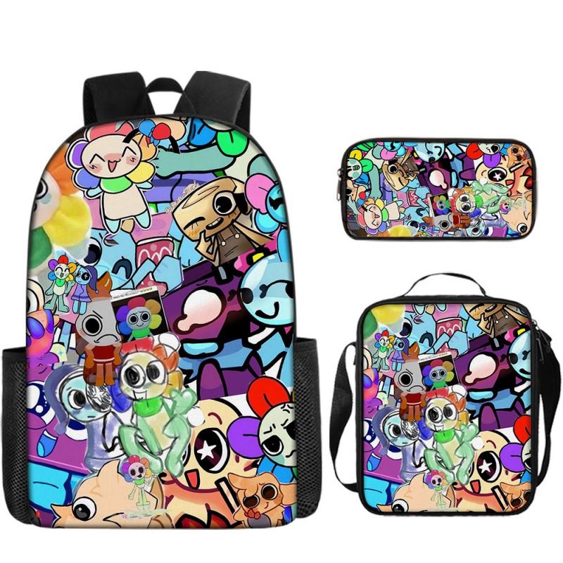 Dandys World Anime Print Backpack Set Students Lightweight School Bag With Crossbody Pouch Pencil Case