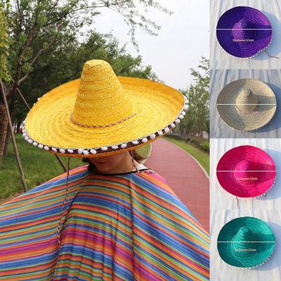 1 шт. Солнечные шляпы Хэллоуин Красочная гавайская шляпа-помпон Соломенная шляпа Украшения для вечеринки Косплей Мексиканская Доступно несколько вариантов
