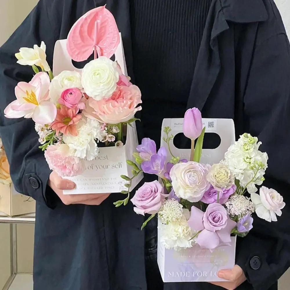 3pcs Portable Handheld Flower Gift Box Paper Gift Packaging Boxes Flower Arrangement Box Room Decor