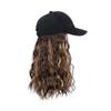 Baseball Cap One-piece Medium Length Water Wave Wig 17 Inch Curly Wave Hair Piece For Women Girls